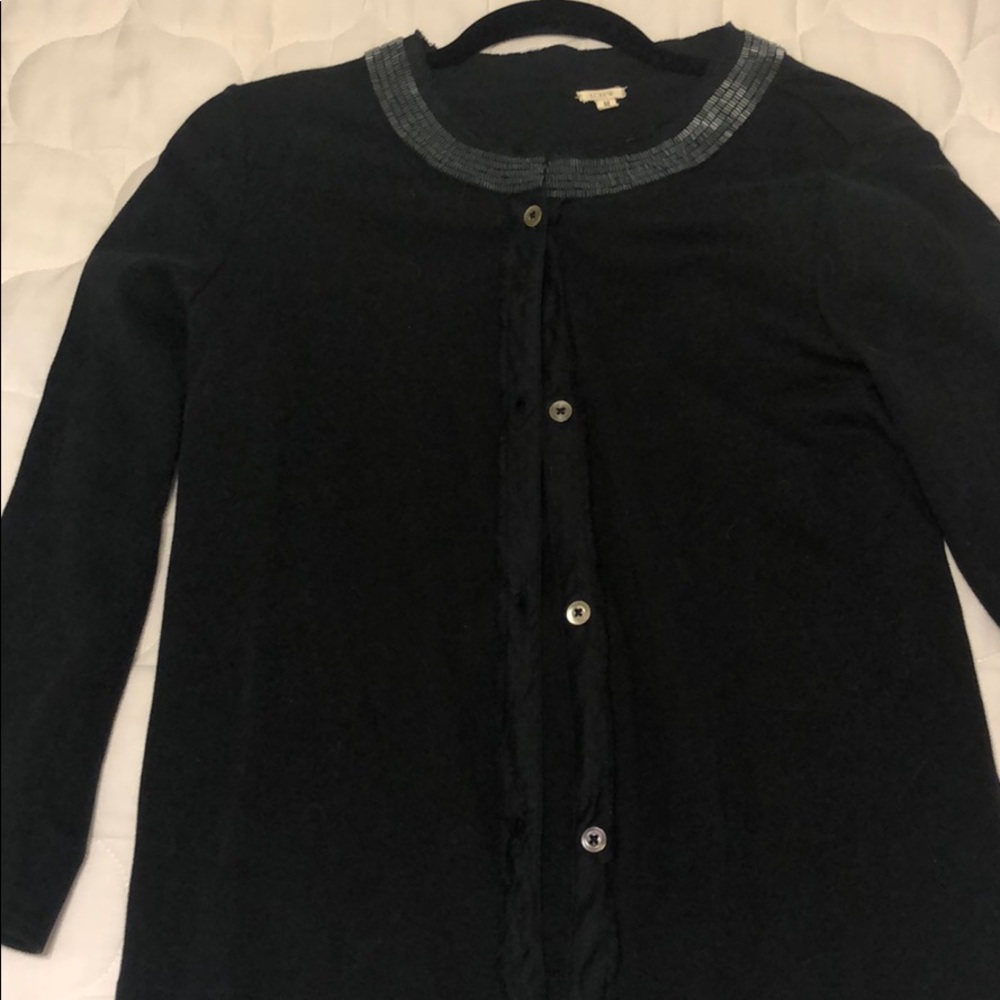 Black J. Crew cardigan with beading detail